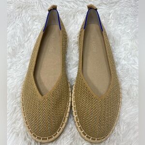 NEW! ROTHYS Tan Flats Elegant Woven Design.